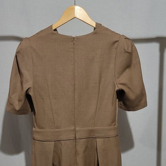 Bodybag dress by Jude Clothing brown cowl short sleeve small unlined tan neutral - Picture 5 of 16